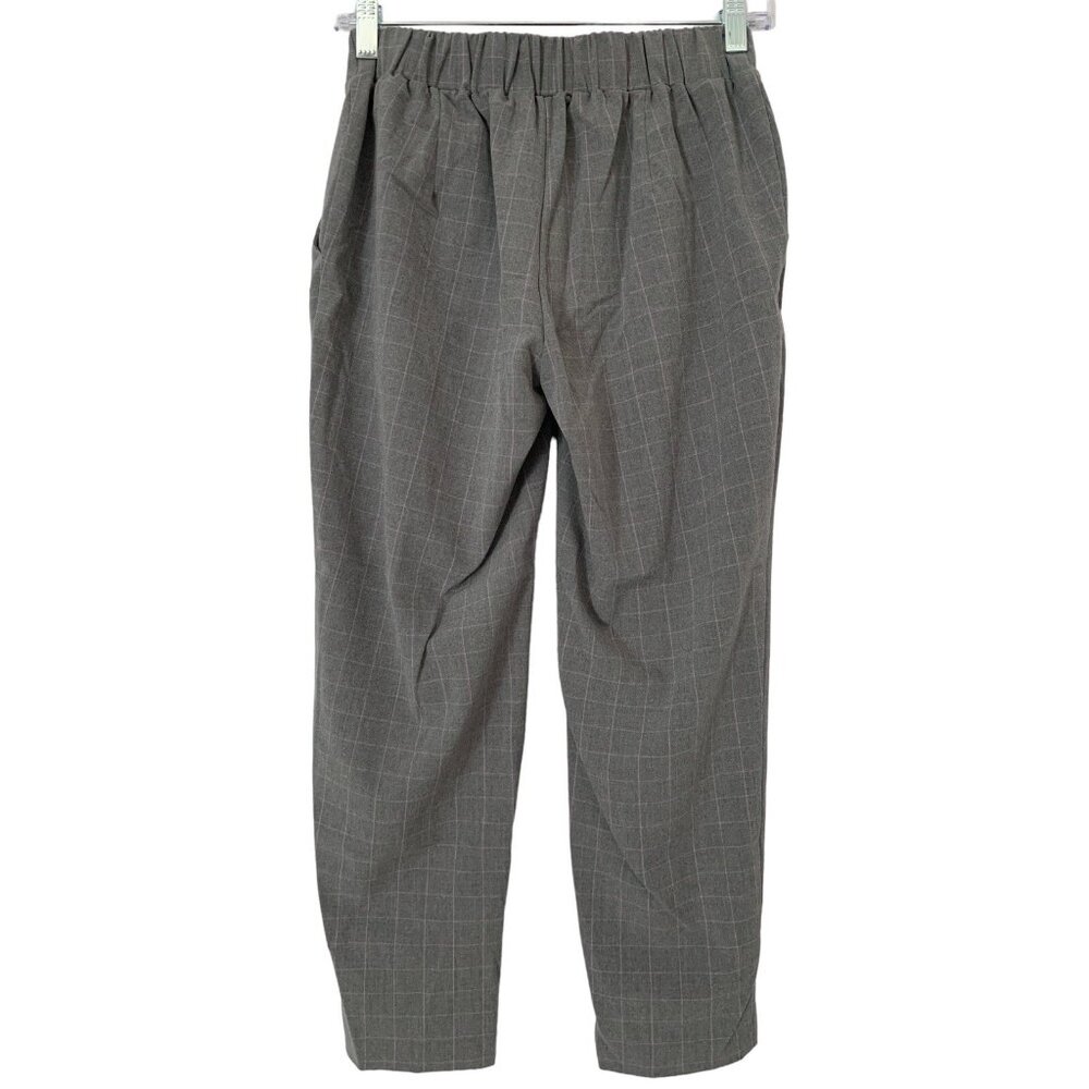 Nine West Petite Relaxed Crop Gray Plaid Dress Pants Elastic Waist & Pockets PXS - Picture 2 of 11